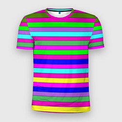 Мужская спорт-футболка Multicolored neon bright stripes