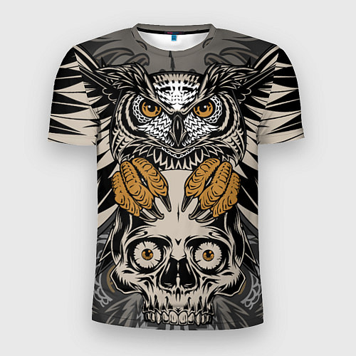 Мужская спорт-футболка Сова с черепом Owl with Skull / 3D-принт – фото 1
