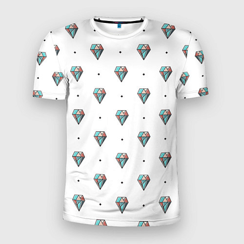 Мужская спорт-футболка Разноцветные Бриллианты На Белом Фоне / 3D-принт – фото 1