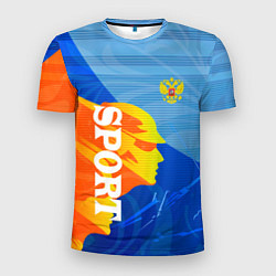 Мужская спорт-футболка РОССИЯ - СПОРТ - ГЕРБ