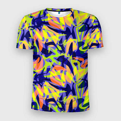 Мужская спорт-футболка Пятнистый желто-фиолетовый узор / 3D-принт – фото 1