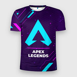 Мужская спорт-футболка Символ Apex Legends в неоновых цветах на темном фо