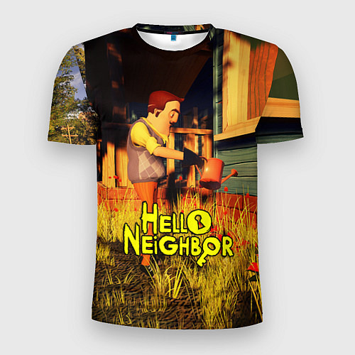 Мужская спорт-футболка Hello Neighbor Привет сосед Сосед поливает / 3D-принт – фото 1