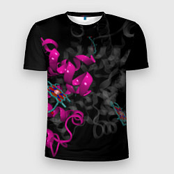 Мужская спорт-футболка Абстрактные 3D молекулы и соединения - Розовый