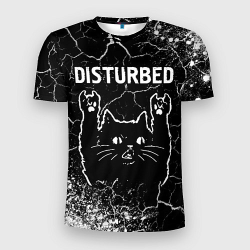 Мужская спорт-футболка Группа Disturbed и Рок Кот / 3D-принт – фото 1