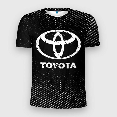 Мужская спорт-футболка Toyota с потертостями на темном фоне / 3D-принт – фото 1