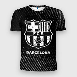 Мужская спорт-футболка Barcelona с потертостями на темном фоне