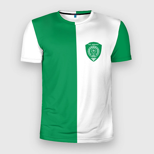 Мужская спорт-футболка ФК Ахмат бело-зеленая форма / 3D-принт – фото 1