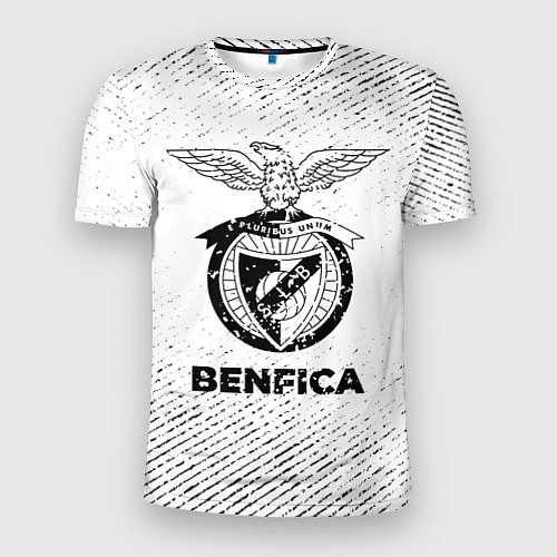 Мужская спорт-футболка Benfica с потертостями на светлом фоне / 3D-принт – фото 1