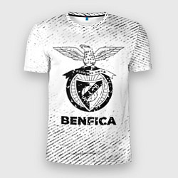 Мужская спорт-футболка Benfica с потертостями на светлом фоне