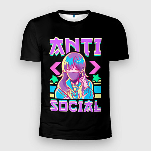 Мужская спорт-футболка Anti Social Антисоциальный / 3D-принт – фото 1