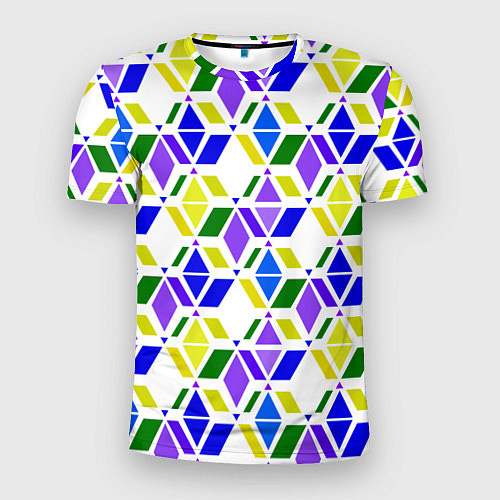 Мужская спорт-футболка Разноцветный неоновый геометрический узор / 3D-принт – фото 1