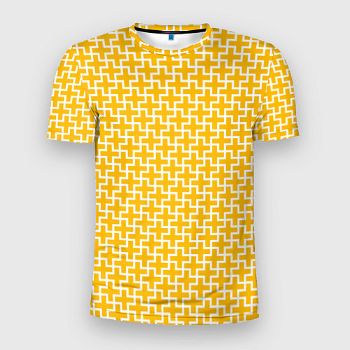 Мужская спорт-футболка Белые крестики на желтом фоне / 3D-принт – фото 1