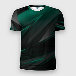 Футболка спортивная мужская Бирюзовый черный фон, цвет: 3D-принт