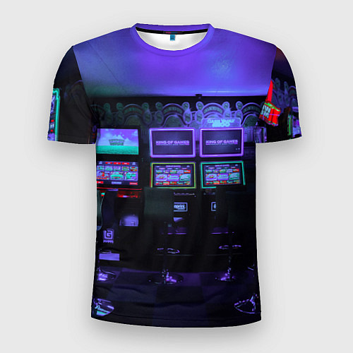 Мужская спорт-футболка Неоновые игровые автоматы - Фиолетoвый / 3D-принт – фото 1