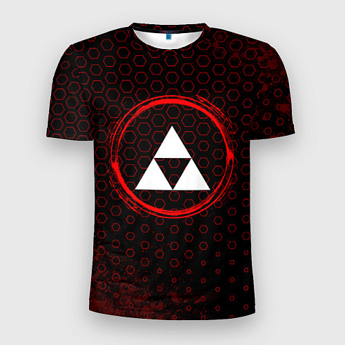 Мужская спорт-футболка Символ Zelda и краска вокруг на темном фоне / 3D-принт – фото 1