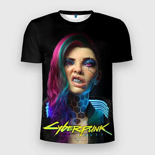 Мужская спорт-футболка Cyberpunk - girl grillz / 3D-принт – фото 1
