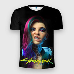 Мужская спорт-футболка Cyberpunk - girl grillz