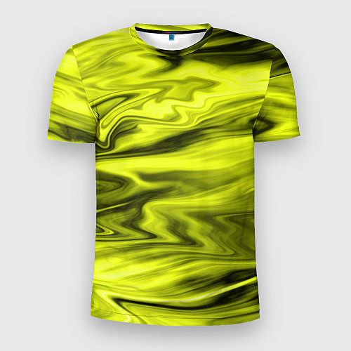 Мужская спорт-футболка Неоновый желтый с черным абстрактный узор / 3D-принт – фото 1