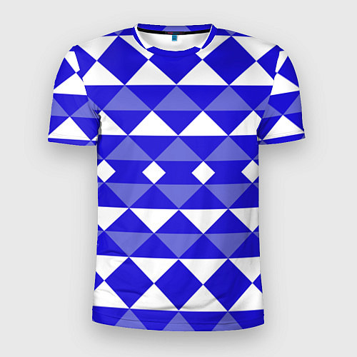 Мужская спорт-футболка Бело-синий геометрический узор / 3D-принт – фото 1