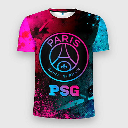 Мужская спорт-футболка PSG - neon gradient / 3D-принт – фото 1