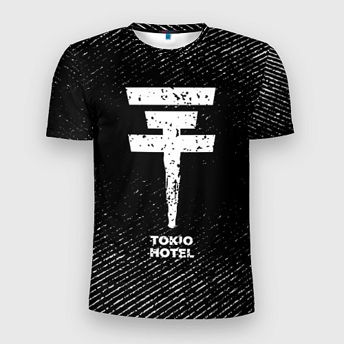 Мужская спорт-футболка Tokio Hotel с потертостями на темном фоне / 3D-принт – фото 1