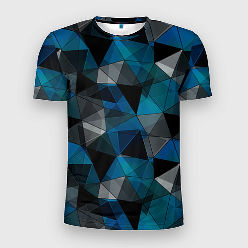Мужская спорт-футболка Сине-черный геометрический / 3D-принт – фото 1