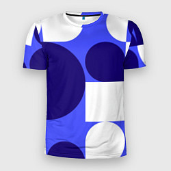 Футболка спортивная мужская Абстрактный набор геометрических фигур - Синий фон, цвет: 3D-принт