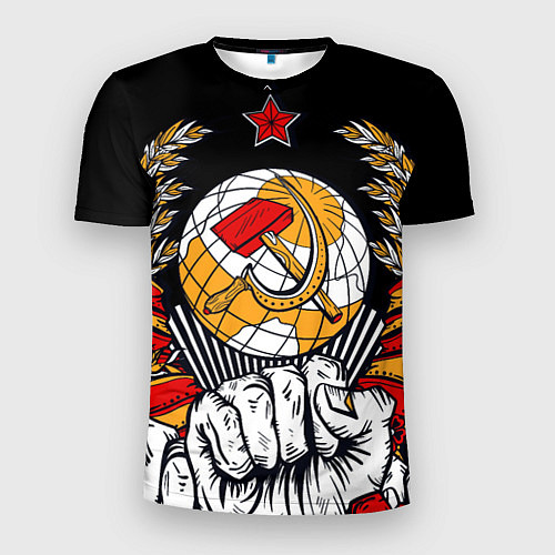 Мужская спорт-футболка Герб СССР на черном фоне / 3D-принт – фото 1