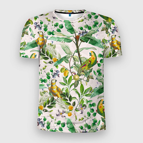 Мужская спорт-футболка Желтые Попугаи С Цветами / 3D-принт – фото 1