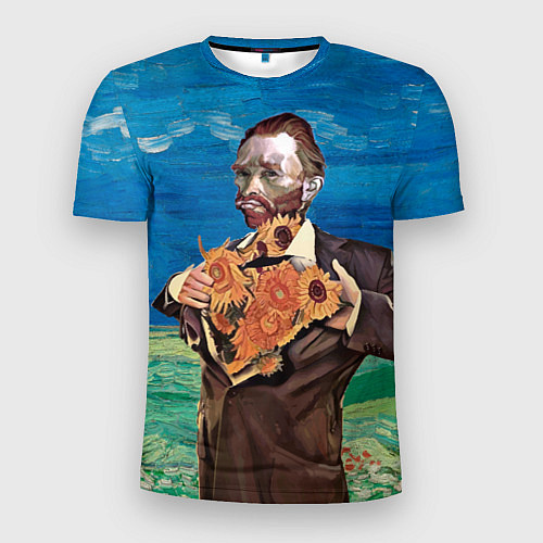 Мужская спорт-футболка Ван Гог портрет с Подсолнухами / 3D-принт – фото 1