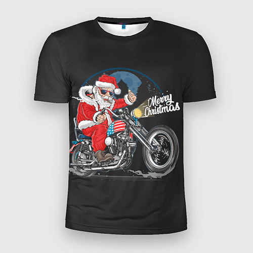 Мужская спорт-футболка Santa on a bike / 3D-принт – фото 1