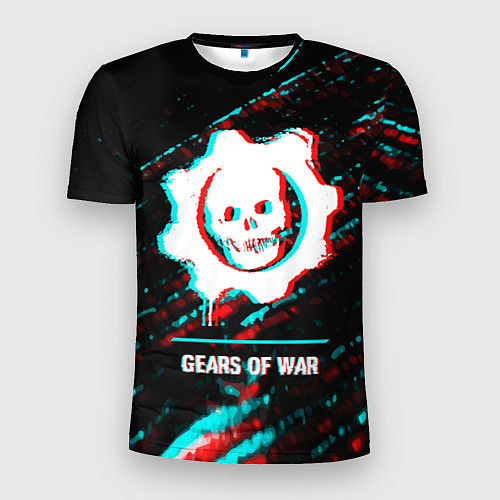Мужская спорт-футболка Gears of War в стиле glitch и баги графики на темн / 3D-принт – фото 1