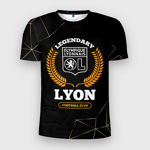 Мужская спорт-футболка Лого Lyon и надпись legendary football club на тем / 3D-принт – фото 1