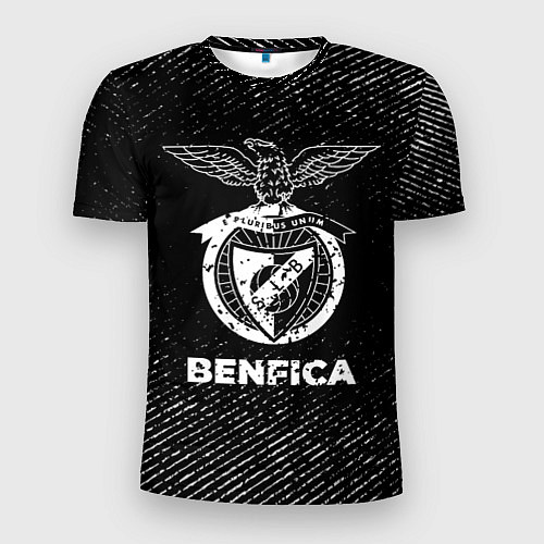 Мужская спорт-футболка Benfica с потертостями на темном фоне / 3D-принт – фото 1