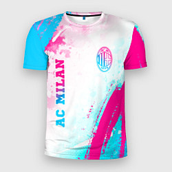 Футболка спортивная мужская AC Milan neon gradient style: символ и надпись вер, цвет: 3D-принт