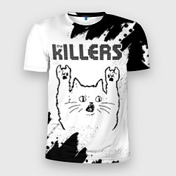 Мужская спорт-футболка The Killers рок кот на светлом фоне