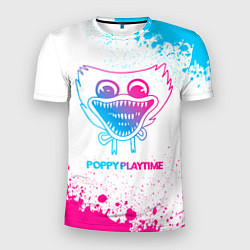 Мужская спорт-футболка Poppy Playtime neon gradient style