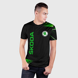 Футболка спортивная мужская Skoda Sport Абстракция, цвет: 3D-принт — фото 2