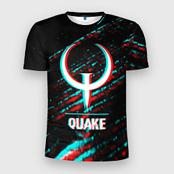 Мужская спорт-футболка Quake в стиле glitch и баги графики на темном фоне