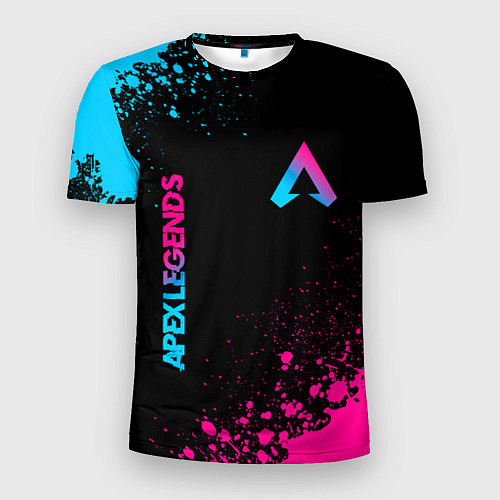 Мужская спорт-футболка Apex Legends - neon gradient: символ и надпись вер / 3D-принт – фото 1