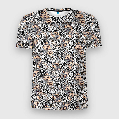 Мужская спорт-футболка Тигрово-леопардовый геометрический / 3D-принт – фото 1