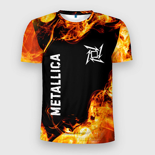 Мужская спорт-футболка Metallica и пылающий огонь / 3D-принт – фото 1