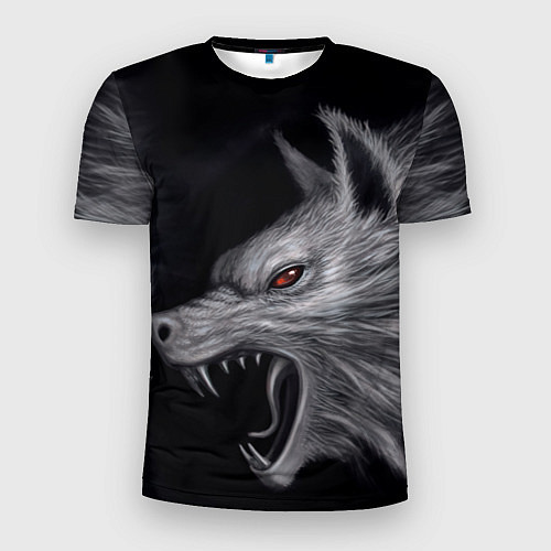 Мужская спорт-футболка Агрессивный волк / 3D-принт – фото 1