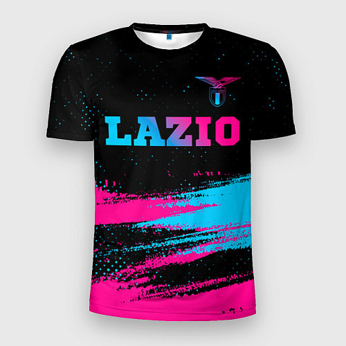 Мужская спорт-футболка Lazio - neon gradient: символ сверху / 3D-принт – фото 1