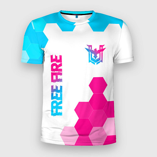 Мужская спорт-футболка Free Fire neon gradient style: символ и надпись ве / 3D-принт – фото 1