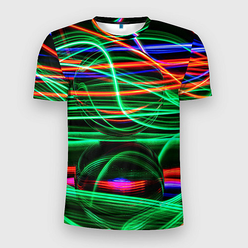 Мужская спорт-футболка Абстрактное множество цветных линий / 3D-принт – фото 1