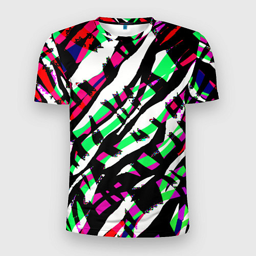 Мужская спорт-футболка Разноцветная Зебра / 3D-принт – фото 1