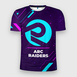 Мужская спорт-футболка Символ ARC Raiders в неоновых цветах на темном фон