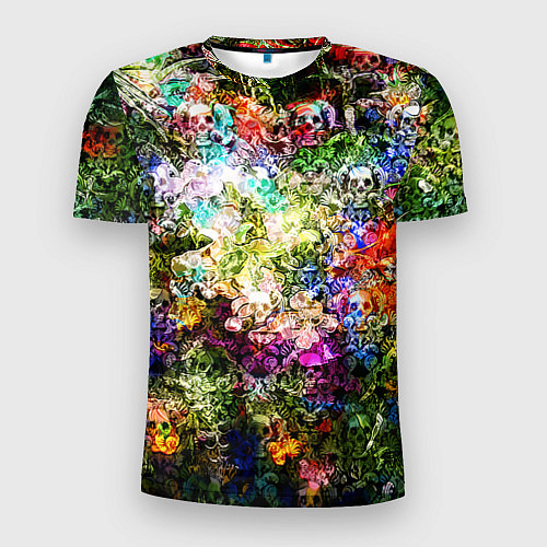 Мужская спорт-футболка Цветы на черепах / 3D-принт – фото 1